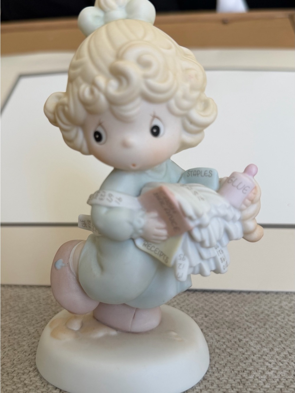 Precious Moments Pastel Pink & Light Blue Little Girl Figurine
